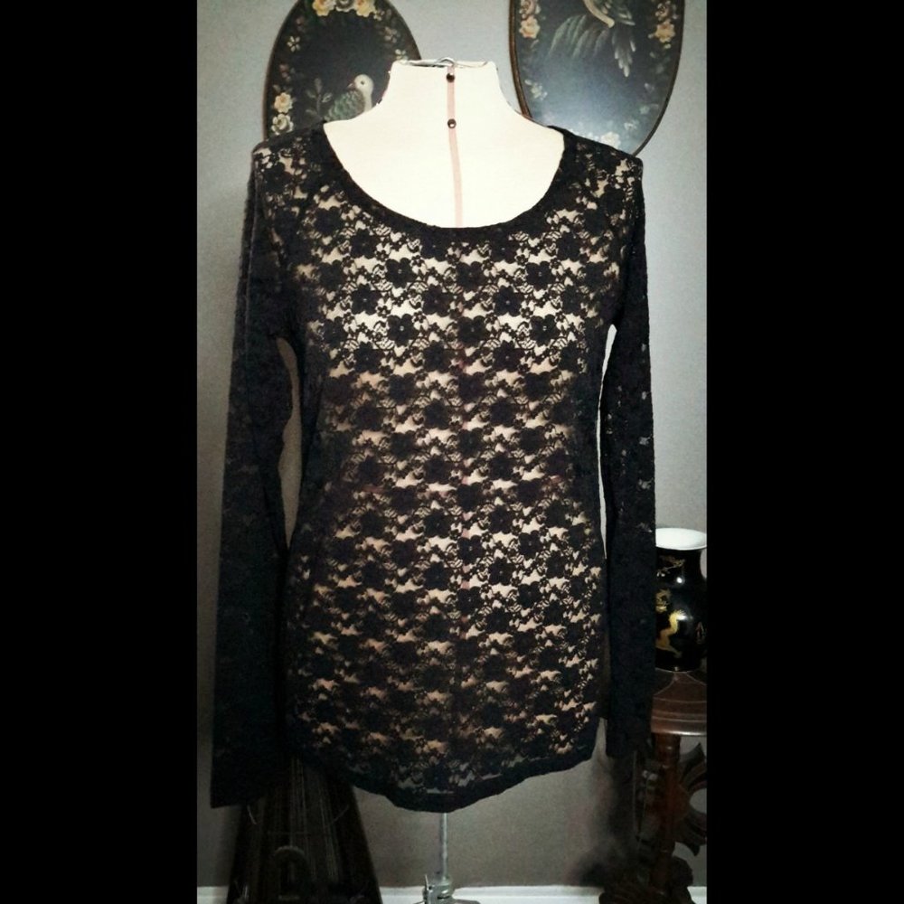 Urban Outfitters Pins & Needles Black Lace Top M